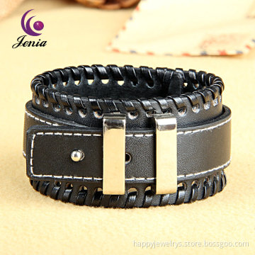 Jenia2016 With Heart Charm Alloy Clasps Men Wrap Leather Bracelet